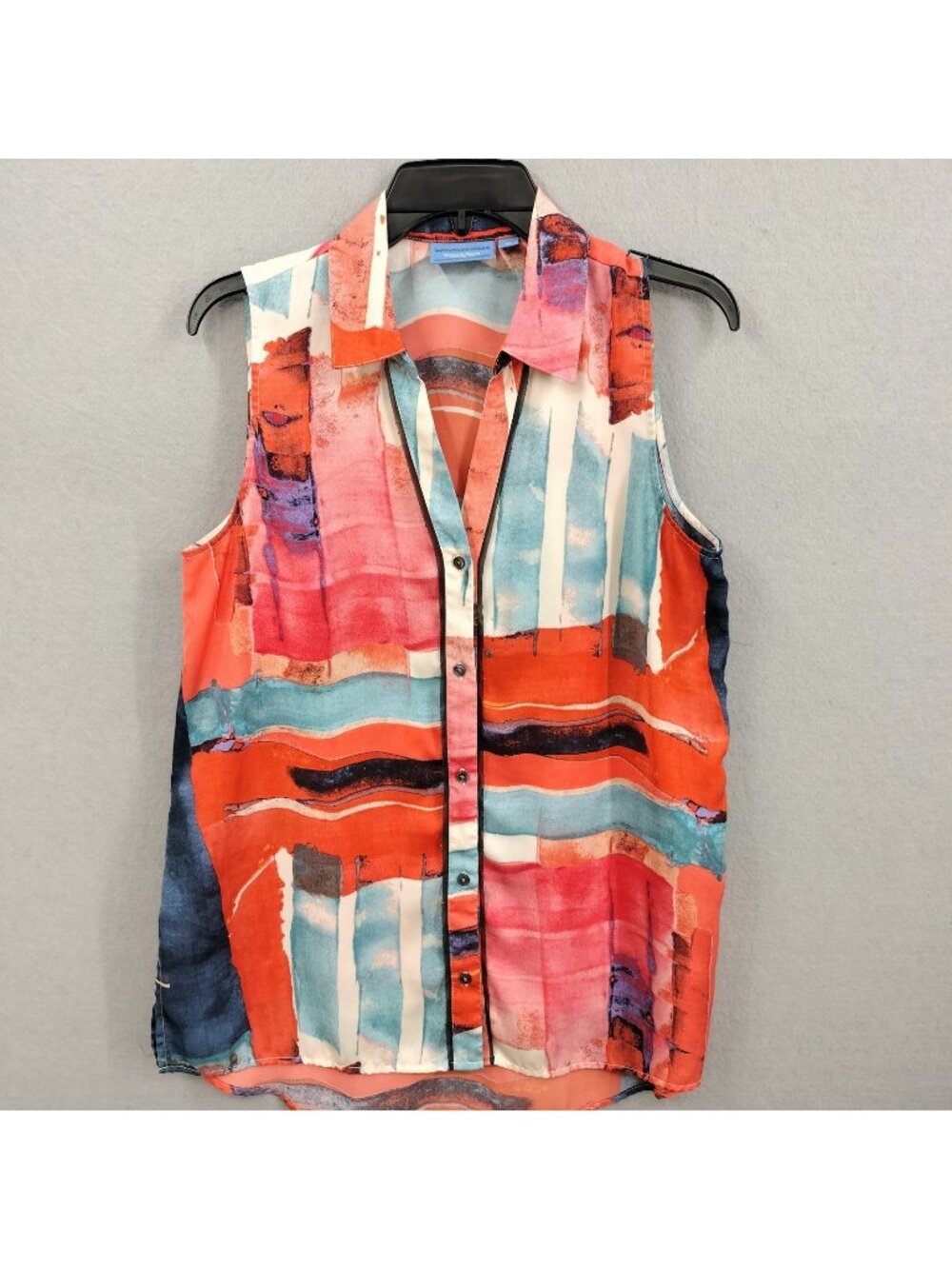 Simply Vera Wang Blouse Womens M Abstract Print High Low Tunic Tank Sleeveless